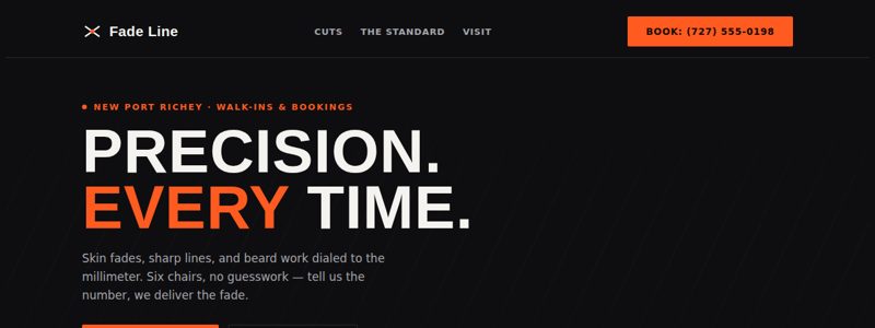 Fade Line Barbershop website preview